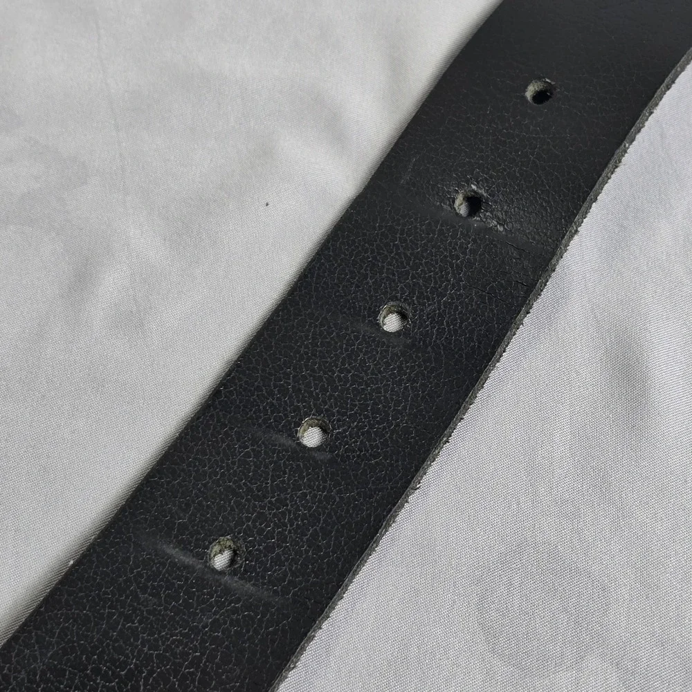 Mavi Jeans Co Mens‎ Black Belt Bronze Geometric Buckle Branded Plate 42.5in